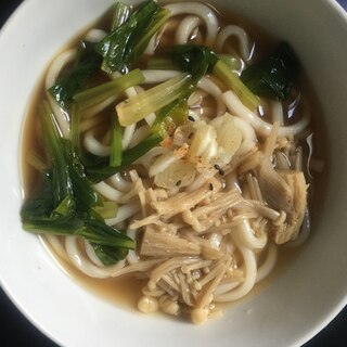 えのき、小松菜のかけうどん